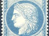 un timbre bleu et blanc sur lequel figure le visage d'une femme