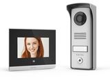 an image of a video door phone and a picture of a woman