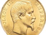 an image of a close up of a gold coin with a man ' s face