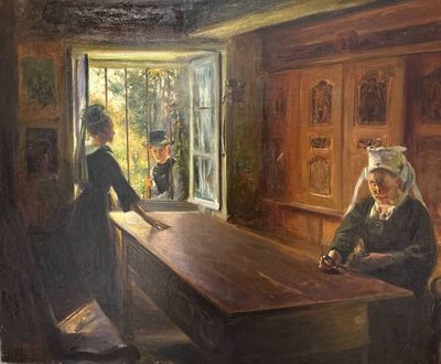 Emile TABARY (1857-1927) Scène d'intérieur en Bretagne - Photo 1