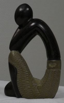 Statuette en grès Afrique (H : 13 cm)