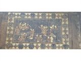 a rug with a picture of a man and a woman on it