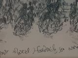 a drawing of a group of people riding bicycles