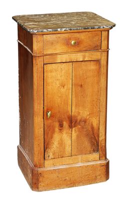 TABLE DE CHEVET en noyer, dessus en marbre noir, XIXème, hau… - Photo 1