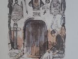 a picture of a drawing of a doorway in a building