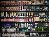 many different types of products on the shelves in the store