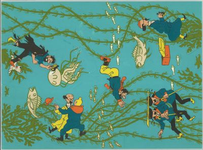 HERGE (1907-1983) et studio. Projet textile tiré du "Trésor …