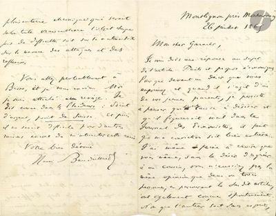 une vieille lettre manuscrite d'un homme qui écrit sur un morceau de papier