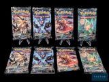 un lot de six paquets de cartes à collectionner Pokémon sur fond noir