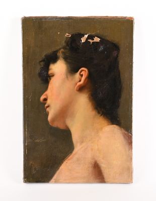 tableau représentant une femme avec un papillon dans les cheveux