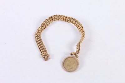 Bracelet à maille américaine retenant une pièce de 20 Francs… - Photo 1