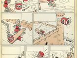 an old comic strip with a cartoon of a man on a boat and a woman on a boat