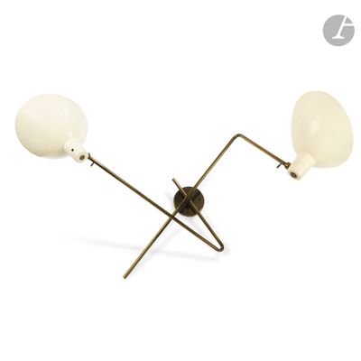 two light wall sconce with two arms and a white glass shade