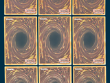 nine squares of different colors with a black hole in the middle
