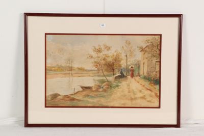 peinture sur le mur d'une pièce représentant un bateau sur l'eau