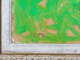 an image of a painting of a green plant in a white frame