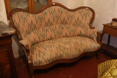 Canapé en acajou et placage d'acajou, dossier violonné, pied… - Photo 1