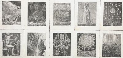 several drawings of a woman and a man are shown in black and white