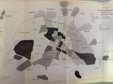 an old map of a city with a lot of buildings on it