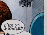 a cartoon picture of a woman sitting at a table