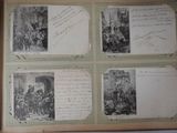 an old picture of a group of pictures of people in a room