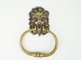 a close up of a metal ring with a lion ' s head on it
