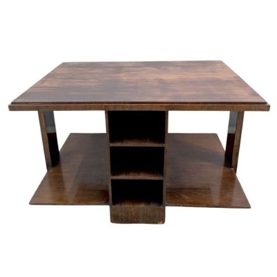 Table basse Art déco en palissandre formant bibliothèque
