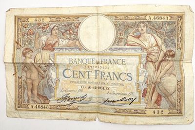 an old french bank note with a picture of a woman on it