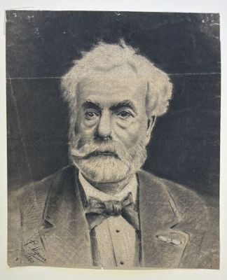 an old black and white photo of a man in a suit and bow tie