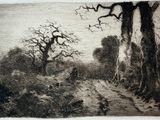 an image of a drawing of a man walking down a path