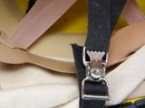 a close up of a helmet with a zipper on it