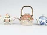three different types of teapots are shown on a white surface