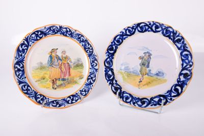 HB QUIMPER 2 assiettes en faïence bretonne