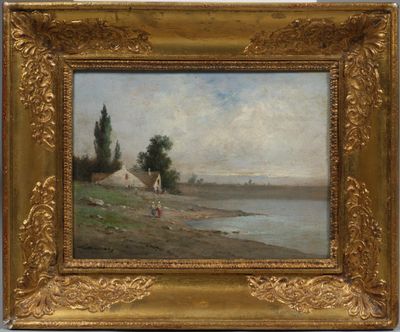 ÉCOLE FRANCAISE du XIXème Paysage à la ferme. - Photo 1