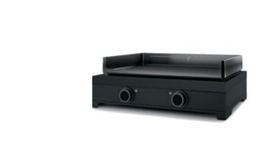 an image of a black grill with two burners on top of it