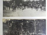 deux photos en noir et blanc représentant des chevaux tirant une calèche et une calèche tirée par des chevaux