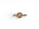 a close up of a gold ring on a white background