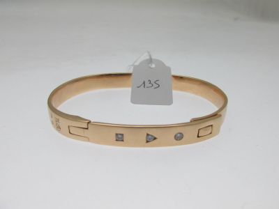 bracelet rigide ouvrant de forme ovale monture or 750°/°° … - Photo 1