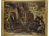 an image of a painting of a group of people in a cave