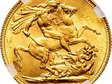 a close up of a gold coin on a white background