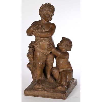 JOLIE TERRE CUITE pleine représentant 2 amours dont l’un pro… - Photo 1