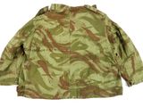 the jacket is camouflaged and has a long sleeve
