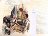 a picture of a book with a picture of a family having a meal