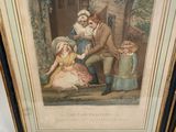 two framed pictures of a man and a woman with a child