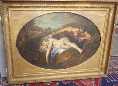 a picture of a painting of a woman laying on the ground