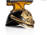 a helmet with a dragon on it on a white surface