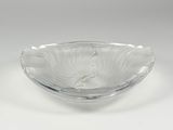 clear glass bowl on white surface with white background