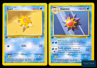 deux cartes Pokémon présentant des motifs différents, sur fond noir