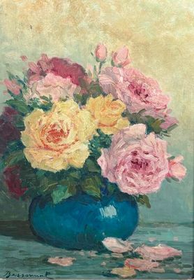 Lucien Bessonnat XIX-XXe. Nature morte au vase de fleurs. - Photo 1