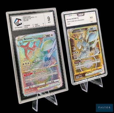 deux types différents de cartes Pokémon exposées